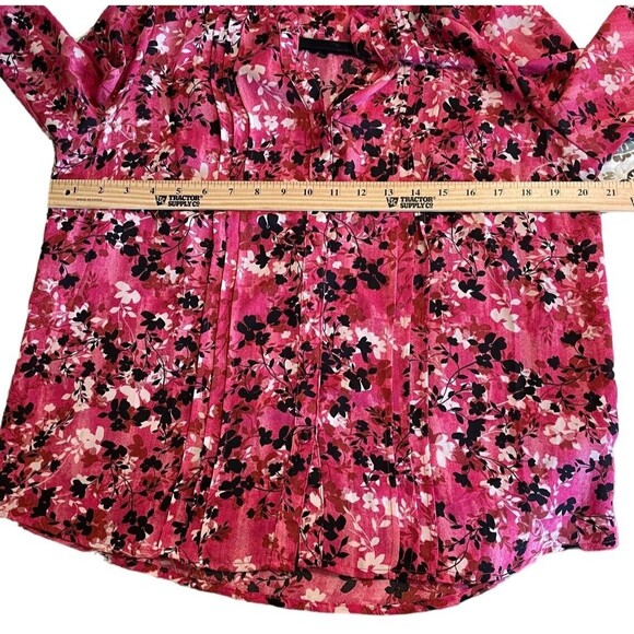 Nanette Lepore Pink Floral Long Sleeve Blouse Button Up‎ Blouse M Pleat Front - Picture 8 of 10